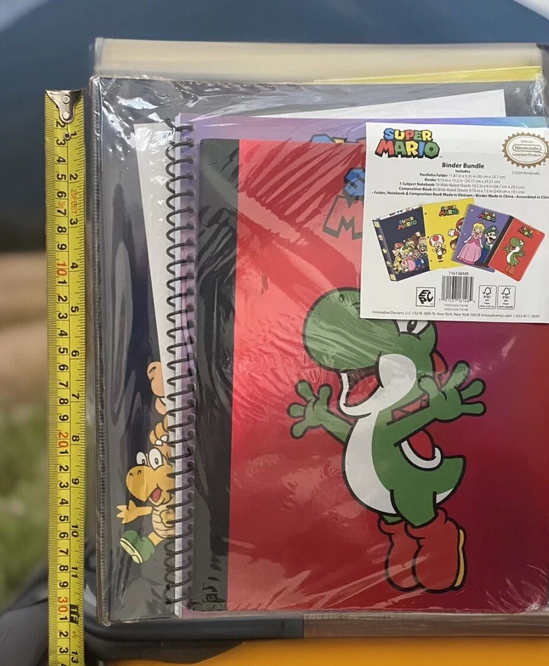 Super Mario Binder Bundle w/Composition Book Notebook & Folder Nintendo