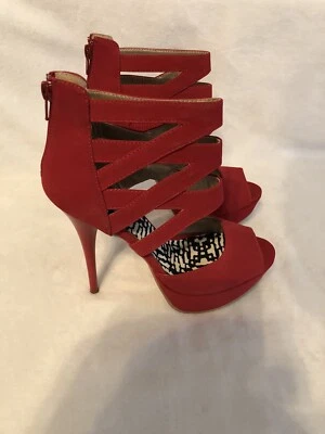 Женские туфли на высоком каблуке Charlotte Russe размер 8 искусственная замша красные туфли-лодочки 5,25 дюйма - Изображение 1 из 4