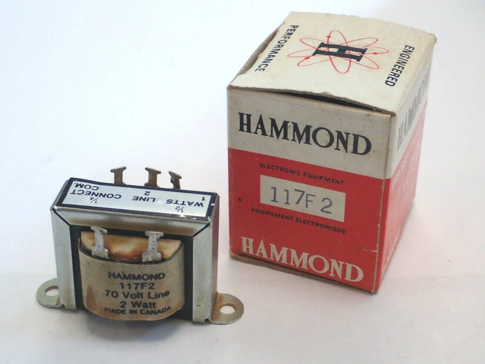 HAMMOND 117F2 AUDIO SOUND DISTRIBUTION LINE MATCHING TRANSFORMER 70V 2W 8Ohm NEW - Image 1 of 1
