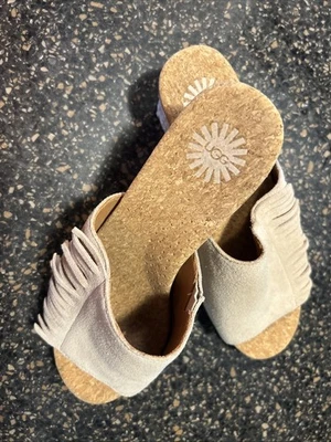 UGG Danes Suede Fringe Wedge Sandals Shoes Tan Women’s US Size 6 - Image 1 of 4