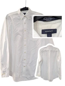 GANT Men White Academic Oxford Fitted Shirt Size L - Picture 1 of 10