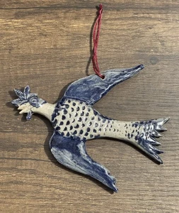 Vintage Rowe Pottery Works Vogel Urlaub Weihnachten Salz glasiert Ornament 1993 - Bild 1 von 4