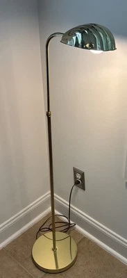 Vintage 70s Leviton Clam Shell Brass Floor Lamp Light USA Mid Century - Image 1 of 4