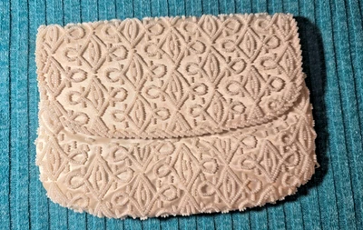 Vintage White Beaded Clutch Evening Bag with 48" Chain - Image 1 of 4