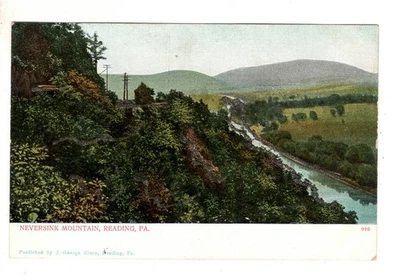 Neversink Mountain Reading Pennsylvania 1906 View Glitter Postcard PA Foto 1 de 2