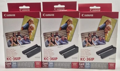 NEW - Set of 3 CANON SELPHY CP Card Size (2.1 x 3.4 in) Ink & Paper Sets KP-36IP - Image 1 of 4