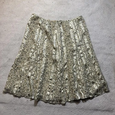 Falda Talbots Mujer 16 Seda Beige Gris Línea A Forrada Estampado Geométrico Abstracto Foto 1 de 4