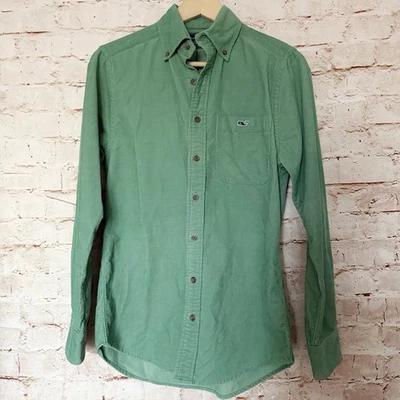Vineyard Vines Mens Corduroy Slim Tucker Button Down Shirt Size XS Green - Image 1 of 4