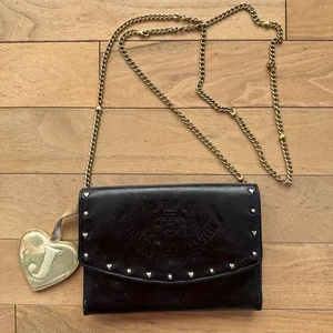 Juicy Couture Crossbody Clutch Black Small Purse Bag Gold Chain Bling Y2K 2000s - Picture 1 of 16
