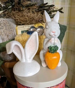 Bath & Body Works White Bunny Carrot Magnet Candle Topper OR Bunny Ears ~Easter  - Picture 1 of 6