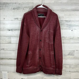 Cárdigan suéter rojo cuello chal Marc Ecko corte y costura para hombre talla 2XL - Imagen 1 de 8