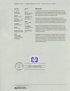 #O162 41c Official Stamp USPS #0723 Souvenir Page - Picture 1 of 1