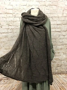Moonshine F. XXL Ajour Schal Stola Häkel 210cm x 110cm NEU Strickschal schlamm - Bild 1 von 7