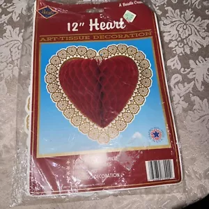 1989 Vintage Beistle 12” Heart Art Tissue Decoration Valentine's Day Valentine - Picture 1 of 7