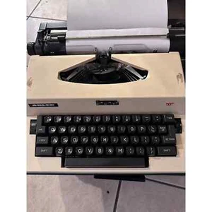 Vintage Adler Meteor Black/Tan Wired Electric Portable Typewriter w/ Hard Case - Picture 1 of 7
