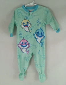 Baby Shark Green Blue Blanket Sleeper Pajamas 18M - Picture 1 of 8