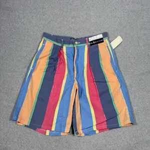 Vintage Ralph Lauren Shorts 9" Men’s 30 Blue Striped Pleated Made in USA 90s - Picture 1 of 23