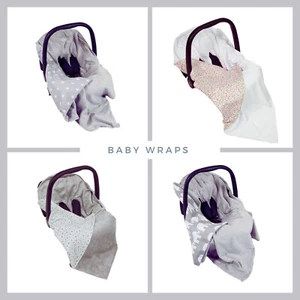 Baby Wrap Car Seat Blanket Cover Cosytoes 100x100cm elephants stars safari roses - Picture 1 of 11