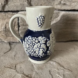 Marzi And Remi German Pottery, Dark Cobalt Blue on Grey, 4.5” Decorative Jug - Picture 1 of 5