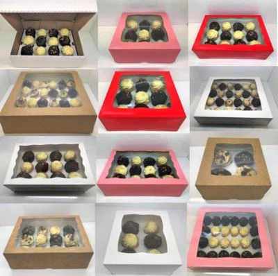 PREMIUM Windowed Mini Cupcake Boxes for 4, 6, 9, 12 & 24 Cup Cakes With Inserts - Image 1 of 4