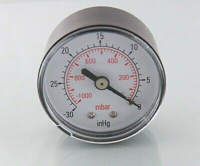 Vacuum Gauges  -0-1000mBar- 30*Hg  BSPT 100mm (4Inch)  & 63mm  Male Bottom Conn • 24.99£