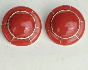 LP Sterling Silver Carnelian Cabochon Clip Earrings 14g - Picture 1 of 12