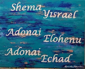 abstract original Spiritul Judaica oil 20x16 canvas Amanda Norman "The Shema" - Picture 1 of 7