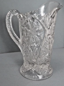 Vintage Glass Pint Pitcher, Cosmos Clear Pattern Glass, Imperial 474 Nice Size - Picture 1 of 11