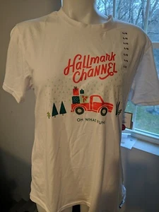 Camiseta de vacaciones Hallmark Channel blanca manga corta nueva con etiquetas, talla L grande - Imagen 1 de 3