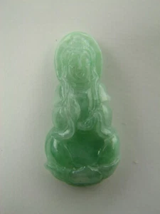 Colgante de jade verde translúcido natural genuino Guanyin Kwan Yin #G412 - Imagen 1 de 6