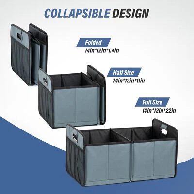 Collapsible Car Trunk Organizer, 2-Compartment, Grey-Green - Image 1 of 4