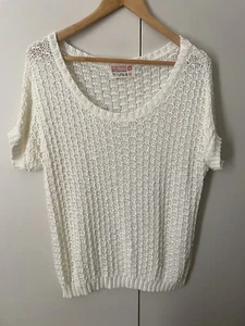 Bershka Knitwear Crotchet Jumper Size M 10-12 Off White - Picture 1 of 6