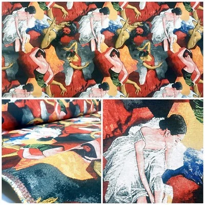 100% Baumwolle Gobelin "Tänzerin" Kissen Teppich Deko Möbel Stoff ab 45cmRapport - Bild 1 von 4