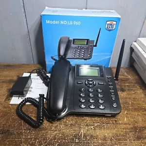 Fixed Wireless GSM Desk Phone Quadband SMS Function Black Model #LS-960 5V - Picture 1 of 5
