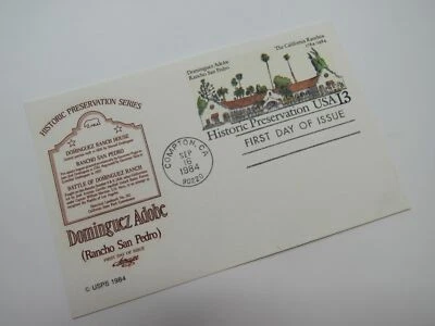 USPS Scott UX104 13c Dominguez Adobe Rancho San Pedro First Day of Issue - Image 1 of 4