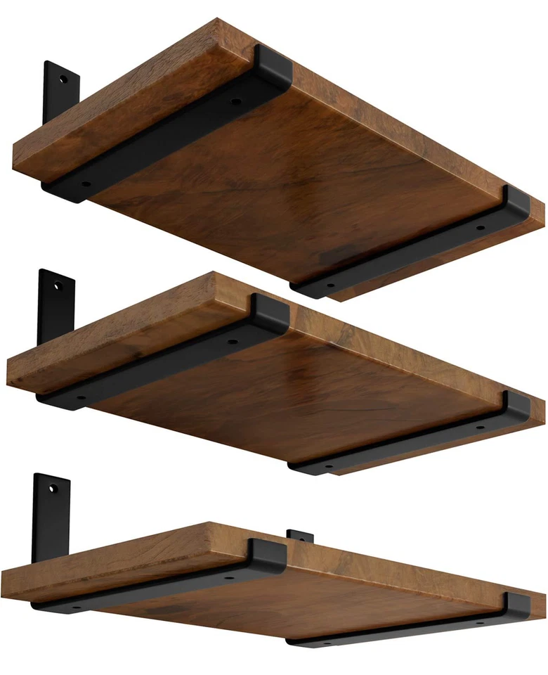 LEOPO Shelf Brackets for 8 inch Shelves Floating 7.25"-6 Pack Black