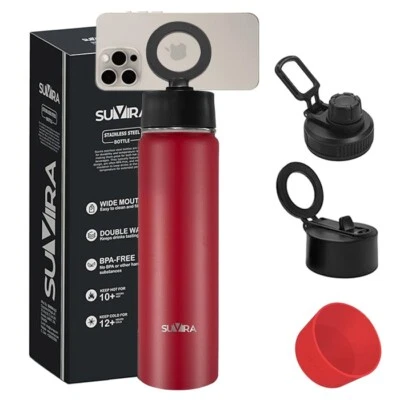Suvira Stainless Steel Insulated Water Bottle 25 Oz –Magnetic Lid, Mag Safe - Image 1 of 4