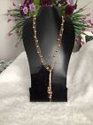 Tjc Tricolour Tone Bead Station Tassel Necklace New Size 20”/22” 7685*