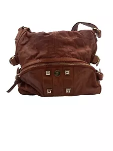 Gianni Bini Brown Leather Shoulder Bag w/ Animal Print Design - Picture 1 of 6