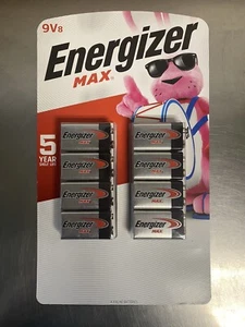 Energizer MAX 9 Volt Alkaline Batteries (8 Pack) EXP. 12/2027 - FREE SHIPPPING - Picture 1 of 4
