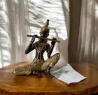 Thailändischer Tempelwächter Musiker Bronze Figur 14,5 cm mythologische Skulptur