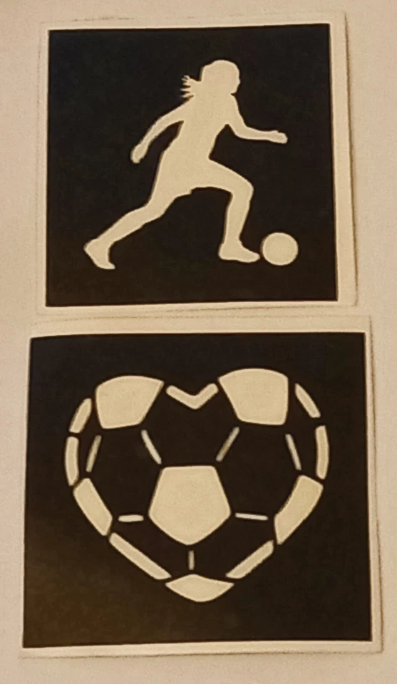 DAZZLE GLITTER TATTOOS 30 x Lady footballer mix stencils for glitter tattoos World Cup Lionesses