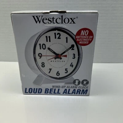 WESTCLOX 15550 Loud Bell Alarm Clock Plastic White 5.31 in H x 4.56 in W - Image 1 of 4
