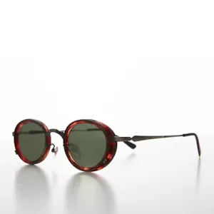 Oval 90s Vintage Sunglass Gunmetal / Green Lens - Atomic - Picture 1 of 3
