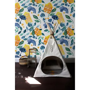 Hippo Nursery Traditional Non-woven wallpaper Kids Home wall mural Decal - Picture 1 of 9