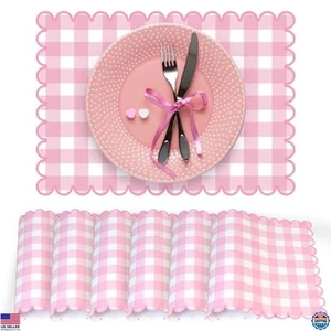 StuffyGreen 100 Stück Rosa Einweg Tischsets - Überbacken Karo, 14,5 Zoll - Bild 1 von 7