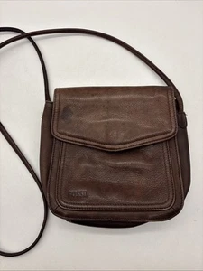 Fossil Vintage Leather Brown Mini Crossbody/Messenger Bag/Purse - Picture 1 of 19