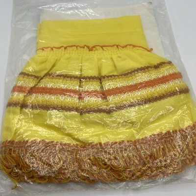 Vintage Louis Hornick Ruffled Valance Shiraz 54x11 Yellow Orange Brown 1970s - Image 1 of 4