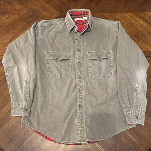 L.L. Bean Mens Gray Corduroy Flannel Lined Button Up Shirt Jacket Medium |F1 - Picture 1 of 6