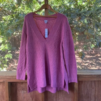 Chico's Women's Herringbone Textured Tunic Sweater Roseberry Size XL. NEW - Image 1 of 4